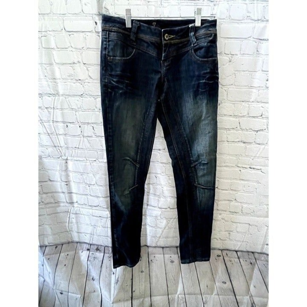 Zco Jeans Womens Size 5 Dark Wash Skinny Denim Flap Pocket Contrast Stitching